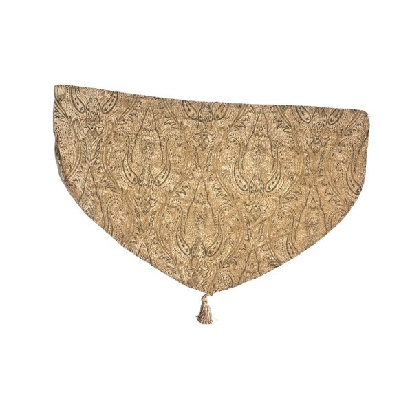 Set 4 Valances Luxury Window Treatments Short Curtains Tan Tassels Tapestry - Picture 2 of 6